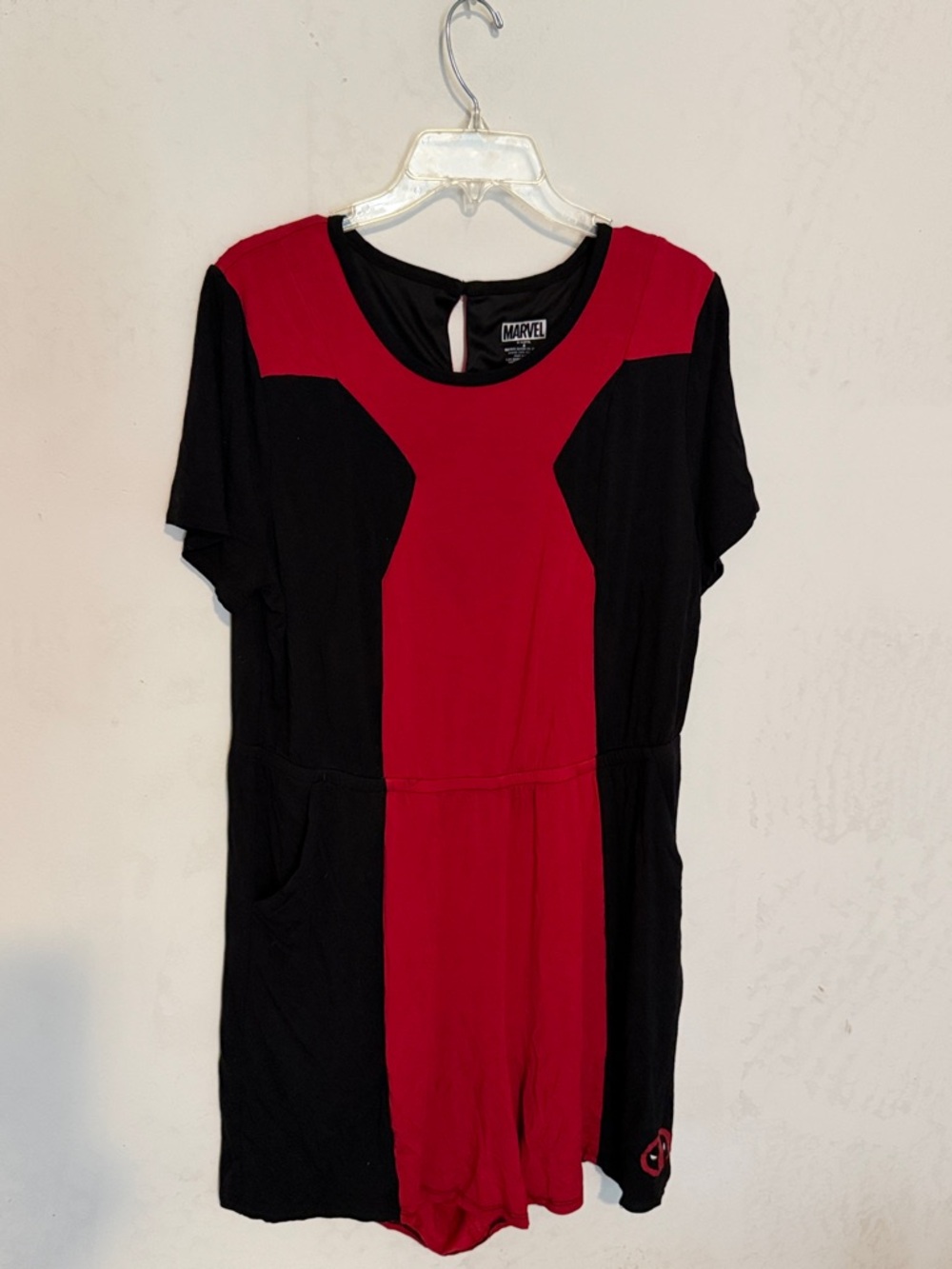 Marvel Red and Black Panel Short Sleeve Romper